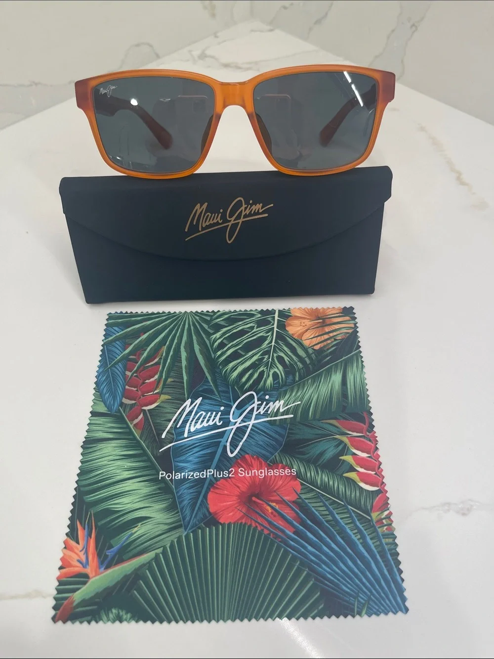 Maui Jim Kuniahi AF Sunglasses in Matte Transparent Orange with Case and Cloth